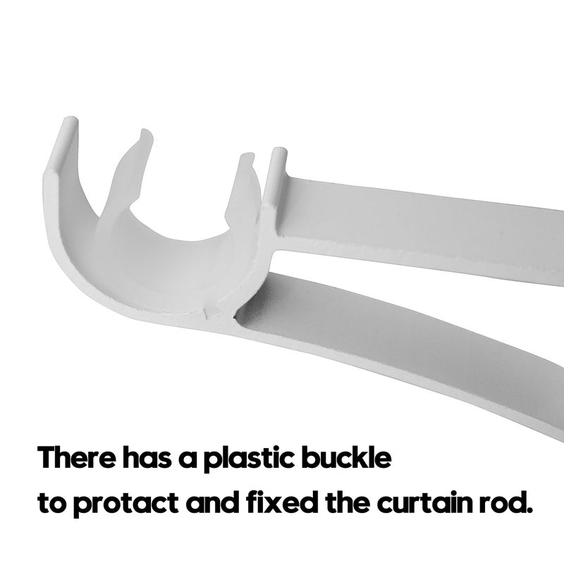 AddGrace 4 Pack Heavy duty Curtain Rod Bracket Single Curtain Rod Holders for 0.8 to 1 Inch Drapery Rod Sturdy Curtain Rod Hooks for Living Room Bedroom Bathroom White - Image 3